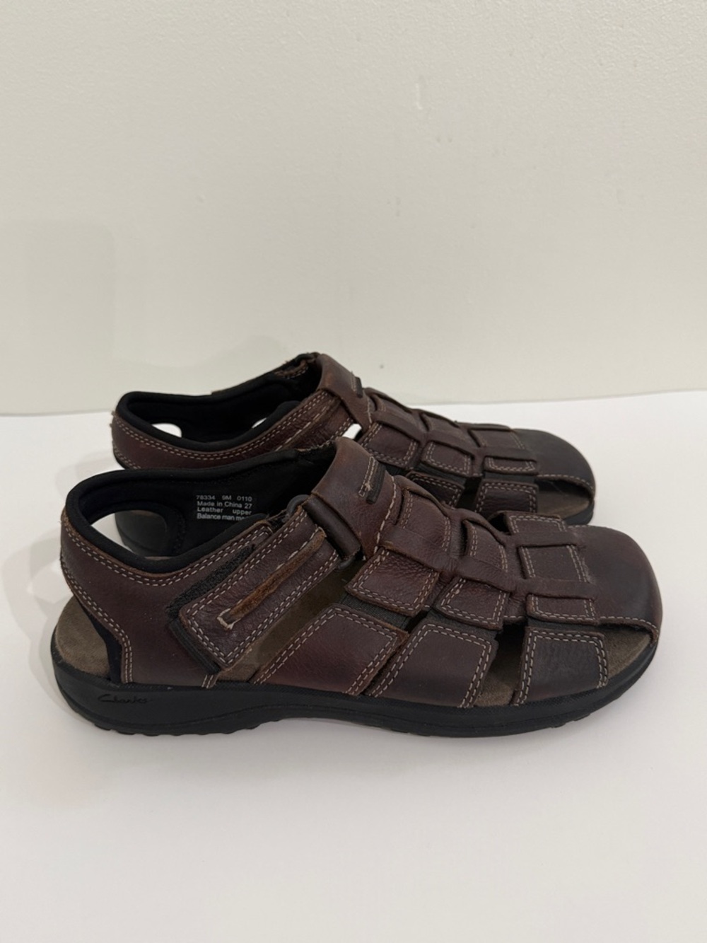 NEW CLARKS Fisherman Sandals Mens Size 9M Brown Leather Adult - Picture 2 of 10